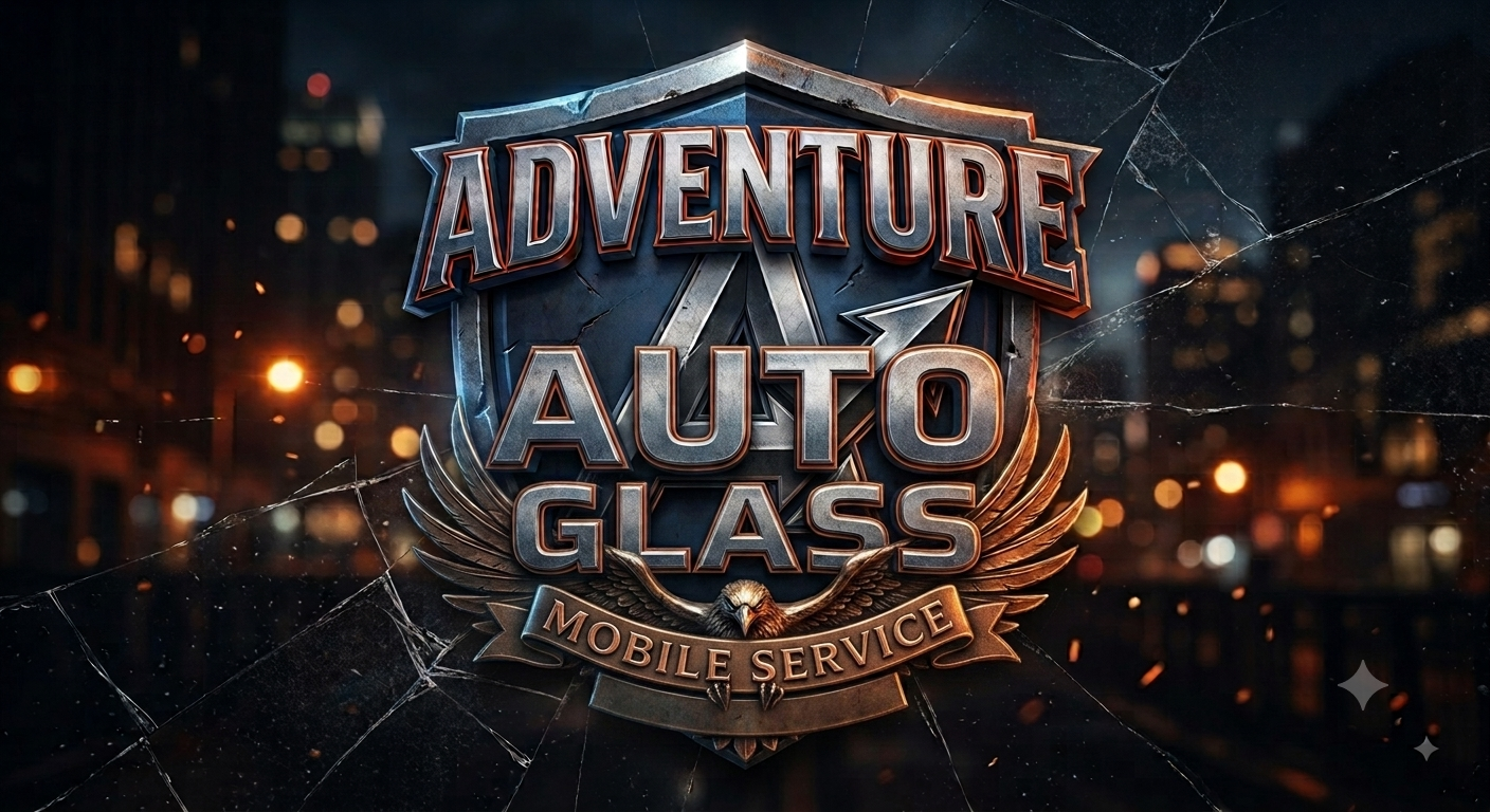Adventure Auto Glass technician replacing a windshield on-site